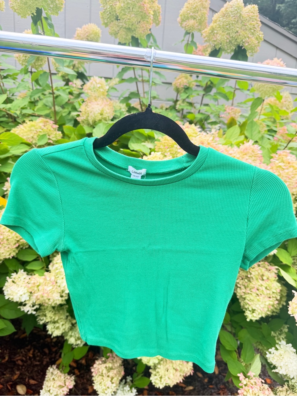 Garage Green Ribbed Crop Top